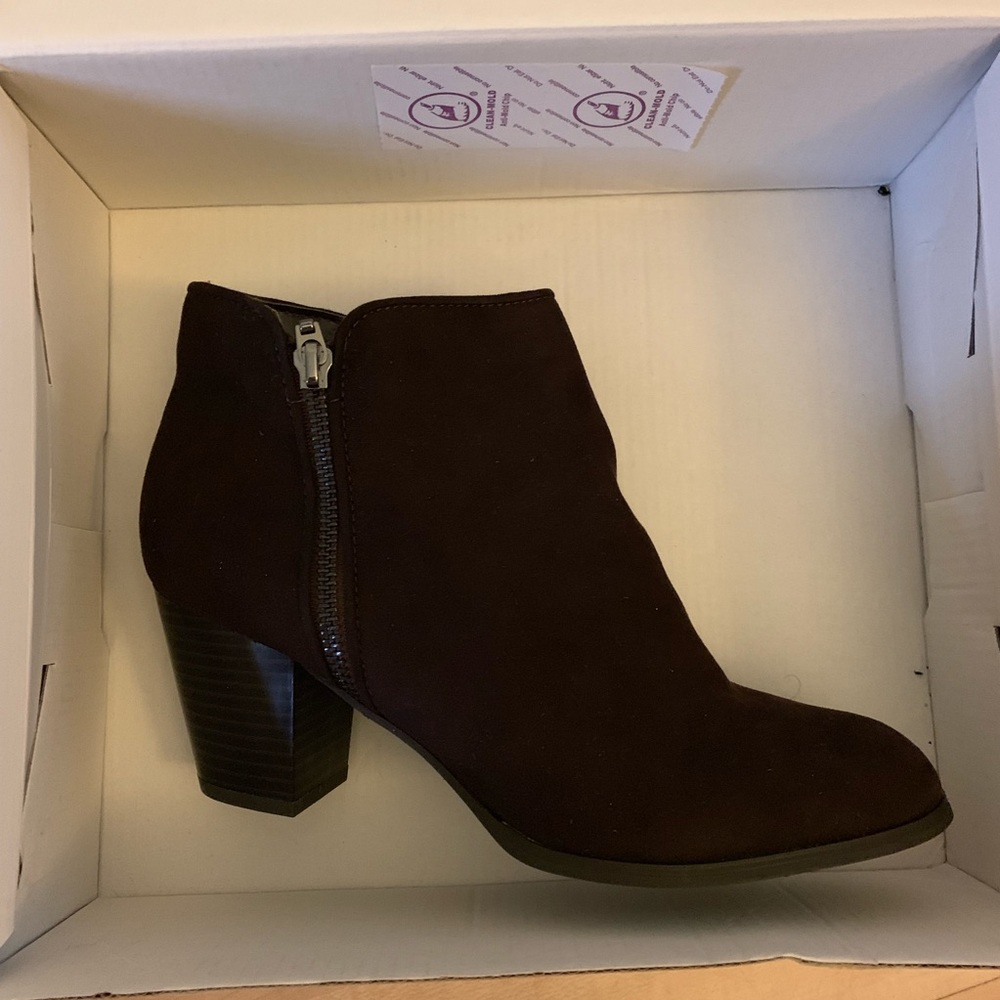 brown suede booties with heel